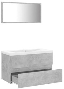 Set mobilier de baie, gri beton, PAL Gri beton, 80 x 38.5 x 45 cm, 1