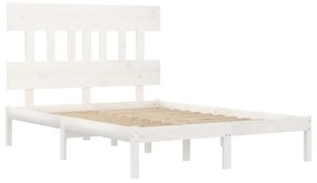 Cadru pat 5FT King Size, alb, 150x200 cm, lemn masiv Alb, 150 x 200 cm