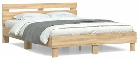 3207436 vidaXL Cadru de pat cu tăblie stejar sonoma 140x190 cm lemn prelucrat