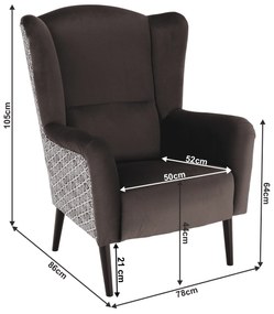 Fotoliu de design, catifea Velvet maro/model Terra, BELEK