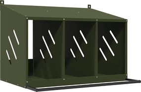 vidaXL Cutie de pui cu 3 compartimente metal verde măsline