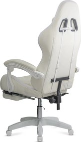 Scaun ergonomic gaming alb cu piele ecologică cu lumini LED RGB OFF 298