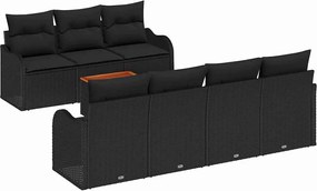 vidaXL Set de canapele pentru grădină cu pernă 8 pcs Negru poliratan