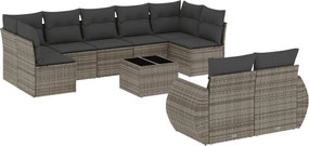 vidaXL Set mobilier de grădină cu perne, 10 piese, gri, poliratan