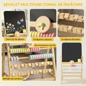 AIYAPLAY Tablă pentru Copii Ștergibilă din Lemn cu Suport, Culoare Lemn | Aosom Romania