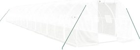 vidaXL Seră cu cadru din oțel, alb, 54 m², 18x3x2 m