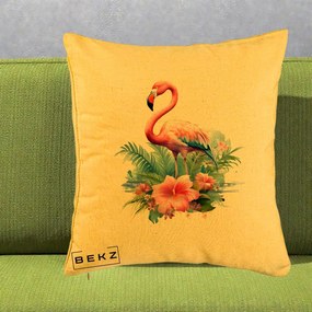 Perna Decorativa Raton in Halat Roz, 40x40 cm, Galben, Husa Detasabila, Perna Inclusa, BEKZ®