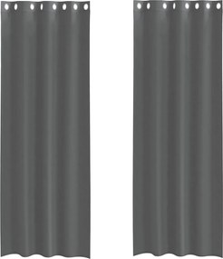 vidaXL Perdele Voile cu Oelii 2 buc Gri Inchis 140x300 cm