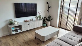 Dulap TV suspendat Vesper 3D 187 cm - cașmir / mânere aurii