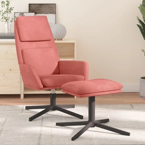 3097802 vidaXL Scaun de relaxare cu taburet, roz, catifea