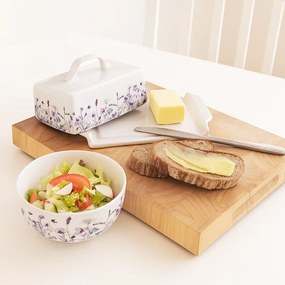 Bol mic alb-mov pentru supă din porțelan 500 ml Louka – Orion