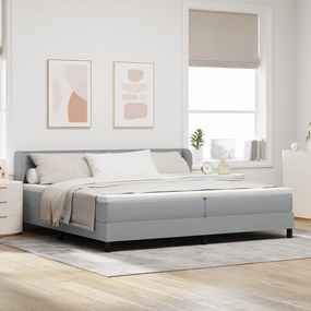 vidaXL Pat box spring cu saltea, gri deschis, 200x200 cm, textil