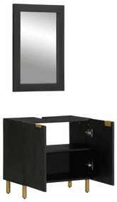 3309994 vidaXL Set mobilier de baie, 2 piese, negru, lemn compozit