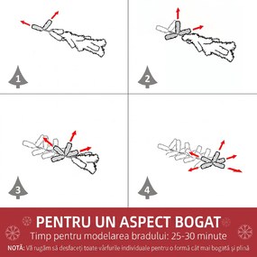 HOMCOM Brad de Crăciun Slim cu 624 Ramuri, Bază Pliabilă, Plastic și Metal, 56x56x225 cm, Verde | Aosom Romania