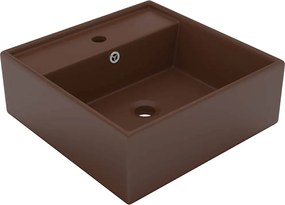 vidaXL Chiuvetă lux, preaplin maro închis mat 41x41 cm ceramică pătrat