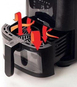 Friteuza cu aer cald Ariete MAXI 4626/00, 1300 W, 6 L, 8 programe, 35-200°C, Panou tactil LCD, Negru
