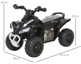 HOMCOM Porteur Copii Quad 18-36 Luni dim. 67L x 38l x 44H cm Efecte Luminoase și Sonore Negru | Aosom Romania