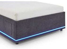 Pat pentru copii gri închis tapițat cu spațiu de depozitare cu somieră 140x200 cm Circle – Meise Möbel