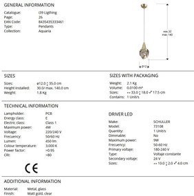 Lustra / Pendul LED design modern decorativ Aquaria auriu