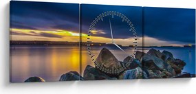 Tablou - Nori de furtună deasupra apei (cu ceas) (90x30 cm)