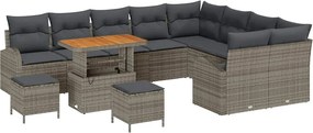 vidaXL Set de canapele pentru grădină cu pernă cu pernă 12 pcs Gri