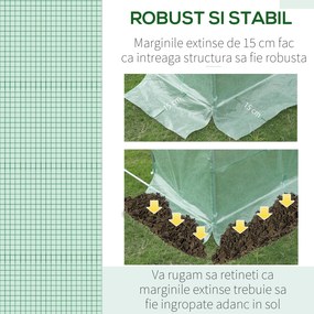 Învelitoare pentru seră Outsunny PE cu 12 ferestre, ușă rulabilă și margini îngropate, 3x2x2 m, de culoare verde | Aosom Romania