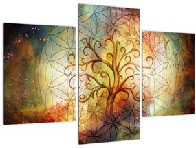 Tablou abstract cu copac (90x60 cm)