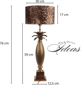 Lampă de masă din aluminiu, auriu, finisaj antichizat, 63 x 19 cm, „Gobelin”