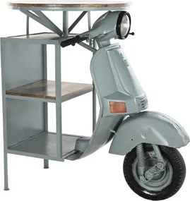 Consolă motocicletă vintage din lemn de mango și metal, „Dusty Mint”