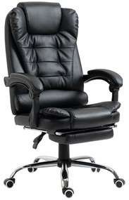 HOMCOM Scaun Birou din Piele Artificială Neagră Înălțime Reglabilă Spătar Rabatabil 64.5x69x127cm | Aosom Romania