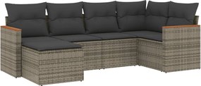 vidaXL Set mobilier grădină cu perne, 6 piese, gri, poliratan