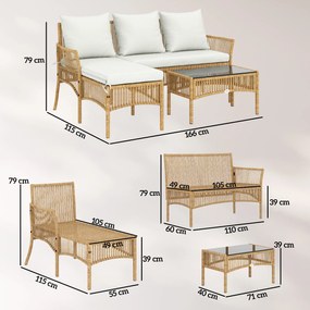 Outsunny Set de Mobilier de Grădină, Set de Grădină 3 Piese, Crem Natural | Aosom Romania
