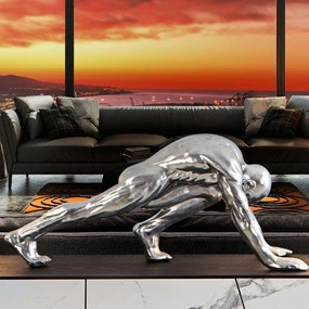 Statueta decorativa mare design de lux Human Asana argintie SV-767057