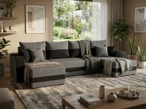 Coltar extensibil in forma de U VALERIO 305x140 cm, gri inchis/antracit