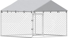 PawHut Țarc Exterior Oțel Galvanizat, Acoperiș Impermeabil Anti-UV, Închidere Dublă, Argintiu. | Aosom Romania