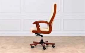 Scaun lemn masiv crem Toronto Model T1 Coniac - Piele