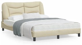 3207770 vidaXL Cadru de pat cu tăblie, crem, 140x190 cm, textil