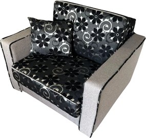 Fotoliu SAMY NEXT extensibil, cu lada de depozitare, stofa gri cu negru , 103x100x92 Stofa, Negru + Gri