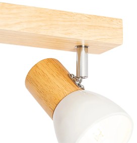 Plafoniera cu spoturi din lemn cu alb reglabil 3 lumini - Thorin