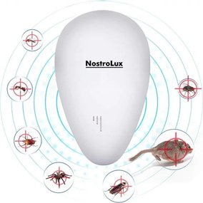 Aparat de protectie impotriva daunatorilor NostroLux NL51771A, 5 W, Pana la 75 m², Ultrasunete, Sigur pentru copii, Alb