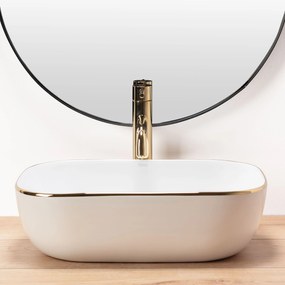 Lavoar Belinda ceramica sanitara Alb Gold Edge – 46,5 cm