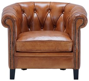 Fotoliu Chesterfield, maro, din piele naturala