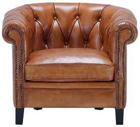 Fotoliu Chesterfield, maro, din piele naturala