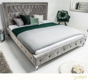 Pat elegant tapitat cu catifea gri argintiu, Extravagancia 180x200cm A-38968 VC