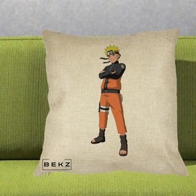 Perna Personalizata Naruto Uzumaki Portret Complet, 40x40 cm, Crem, Husa Detasabila, Perna Inclusa, BEKZ®