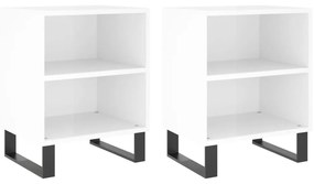 vidaXL Noptiere, 2 buc., alb extralucios, 40x30x50 cm, lemn compozit