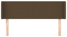 Tablie de pat cu aripioare maro inchis 147x16x78 88 cm textil 1, Maro inchis, 147 x 16 x 78 88 cm
