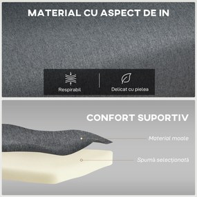 HOMCOM Fotoliu extensibil cu spătar ajustabil în 5 poziții, țesătură cu efect de in și oțel, 75x70x75 cm, Gri | Aosom Romania