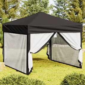 vidaXL Cort pliabil pentru petrecere, pereți laterali, negru, 3x3 m