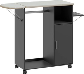 HOMCOM Dulap Masa Calcat – 3 Rafturi, Blat Burete &amp; Ghidaj Rufe | Aosom Romania